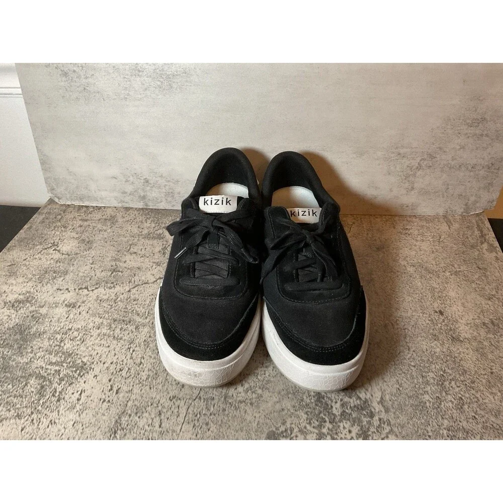 Kizik Prague Hands-Free Sneakers Black Suede Knit Mens Low Top Sneakers W9 M7.5